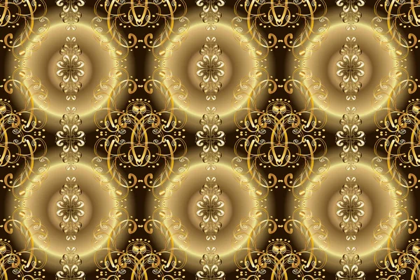 Traditional orient ornament. Classic vintage background. Seamless classic neutral, beige and brown and golden pattern.