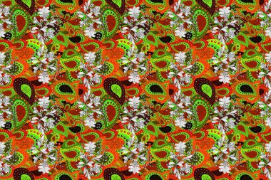 Beautiful fabric pattern. Seamless Floral Pattern in on green, red and white colors.