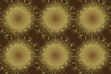 Traditional orient ornament. Seamless classic raster neutral, brown and yellow and golden pattern. Classic vintage background.