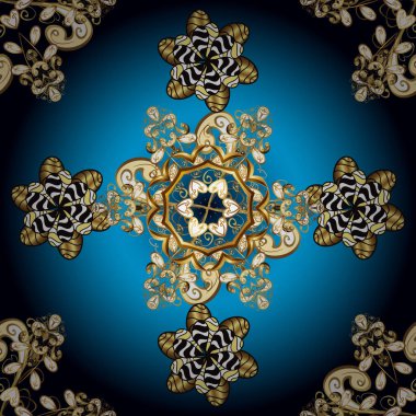 Tropical seamless pattern with many black, blue and yellow abstract flowers. Cute Floral pattern in the small flower. Varicoloblack, blue and yellow vector seamless illustration.