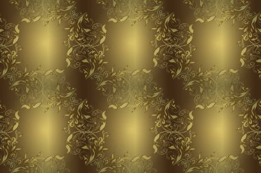 Brown, yellow and neutral and golden pattern. Elegant classic pattern. Seamless abstract background with repeating elements.