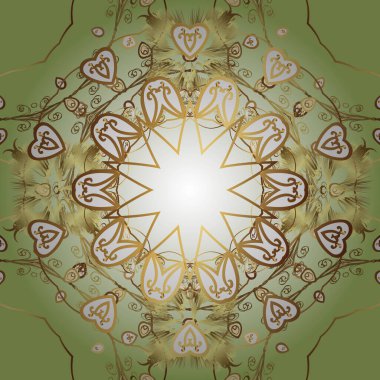 Golden element on white, beige and neutral colors. Damask seamless repeating background. Gold Wallpaper on texture background. Gold floral ornament in baroque style.