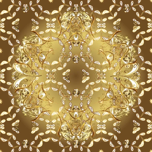Seamless floral pattern. Graphic modern seamless pattern on beige, yellow and brown colors. Seamless background. Wallpaper baroque, damask.