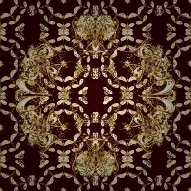 Seamless abstract background with repeating elements. Elegant vector classic pattern. Beige, brown and white and golden pattern.
