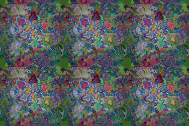 For print on fabric, textiles, wallpaper. Seamless background. Miles Fleur, ditsy ornament. Cute floral pattern with buds chamomile flowers. Raster illustration. Vintage retro style.