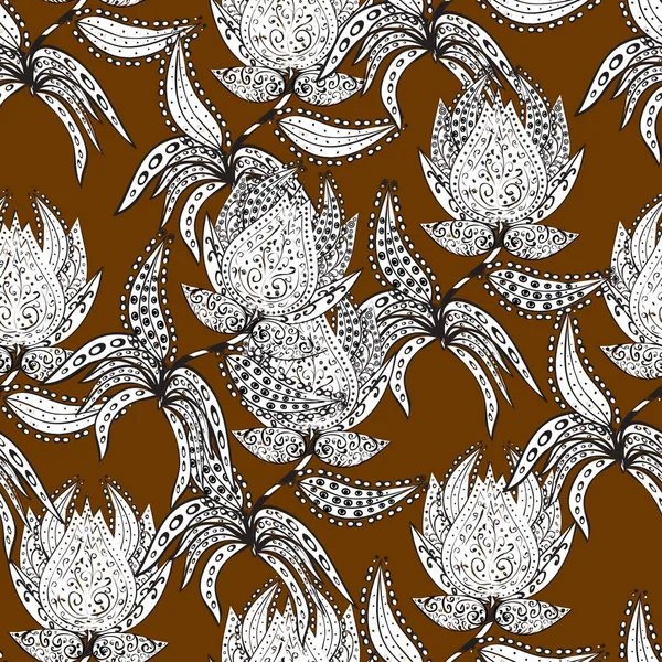 Flowers on white, brown and gray colors. Cute Floral pattern in the small flower.