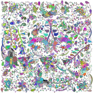 Flat flowers seamless pattern. Design gift wrapping paper, greeting cards, posters and banner design. Flowers on blue, green and white colors.