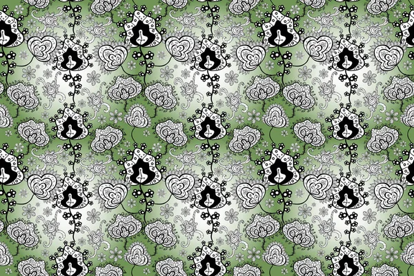 Cute Floral pattern in the small flower. Flowers on black, neutral and white colors.