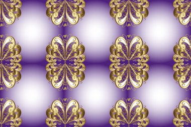 Damask ornament. Classic oriental background. Traditional raster and golden pattern.