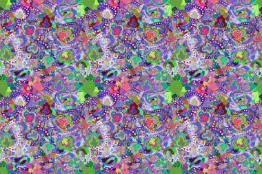 Düz Çiçek Elementleri Tasarımı. Renkli Bahar Teması Kusursuz Arkaplan.