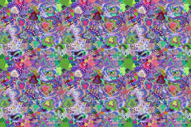 Düz Çiçek Elementleri Tasarımı. Renkli Bahar Teması Kusursuz Arkaplan.