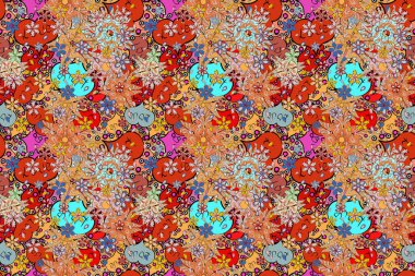 On black, beige and orange colors. Raster illustration. Raster abstract pattern page for antistress.