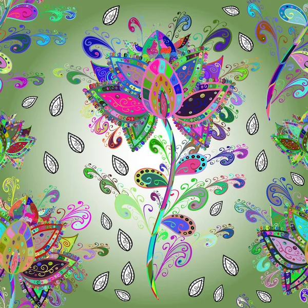 莫特利的例子 无缝隙 五彩斑斓的小花小花中的矢量图案很可爱 夏天的花卉背景图上有花 雅致的时尚印刷品模板 — 图库矢量图片