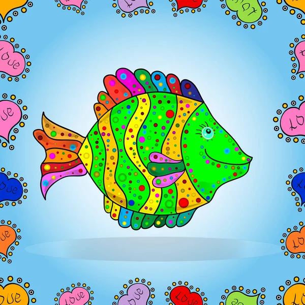 Stilisierte Vektor Niedliche Farbe Fische Für Kinder Textil Geschenkpapier Badeanzug — Stockvektor