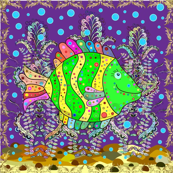 Шаблон Печати Ткани Фиолетовый Зеленый Желтый Декоративный Бесшовный Узор Тропической — стоковое фото