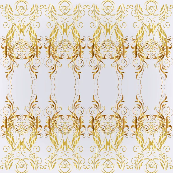 Oriental Style Arabesques Golden Pattern Gray Yellow Neutral Colors Golden — Stock Photo, Image