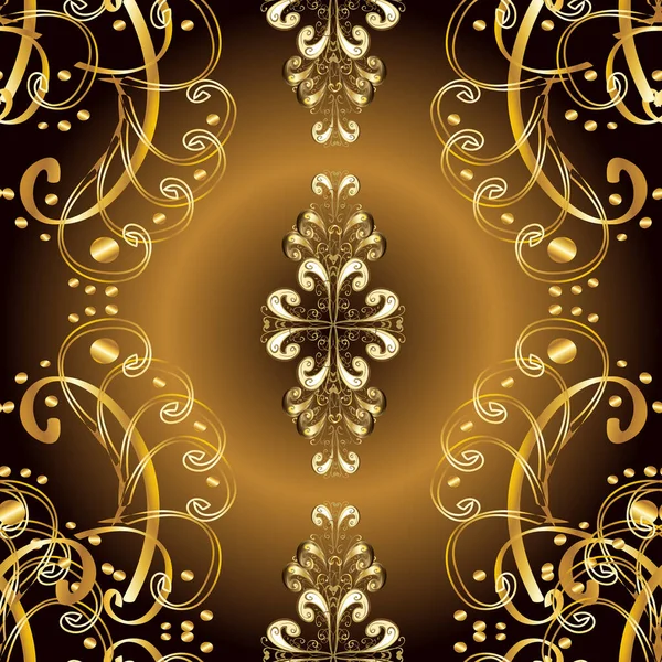 전통적 디오르는 노란색을 스타일의 고전적 디자인 벽지에 황금빛 장식용 레이스 — 스톡 사진