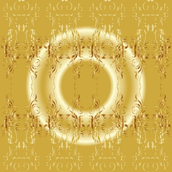 Adorno Oriental Patrón Dorado Colores Beige Amarillo Neutro Con Elementos — Foto de Stock