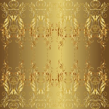 Klasik altın pürüzsüz desen. Çiçek süsü kumaş deseni, cam, çiçek desenli altın elementli, kahverengi ve sarı renkler..