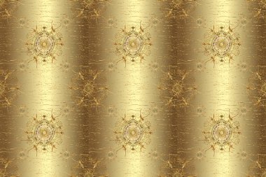 Çiçek deseni. Bej, kahverengi ve nötr renklerde altın elementler. Kusursuz raster arka plan. Şık bir grafik desen. Duvar kâğıdı barok, İspanyol kumaşı.