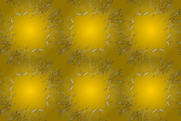 Goldmetall Mit Floralem Muster Raster Goldenen Floralen Ornament Brokat Textil — Stockfoto
