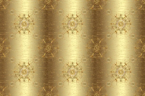 ベージュ ブラウン ニュートラルカラーの黄金の要素 シームレスなラスターの背景 スタイリッシュなグラフィックパターン 壁紙バロックダマスク — ストック写真