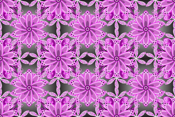 Візерунок Растровий Растрова Ілюстрація Ніжна Літня Квітка Фіолетових Сірих Рожевих — стокове фото