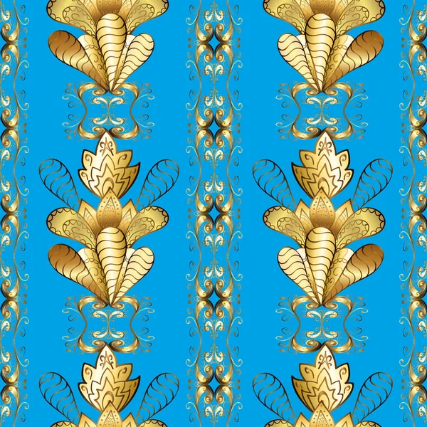 Векторний Традиційний Класичний Золотий Візерунок Бежевий Синій Коричневий Фоні Східний — стоковий вектор