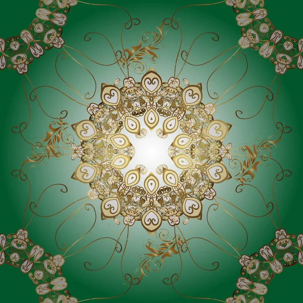 Стильний Графічний Малюнок Золоті Елементи Коричневих Нейтральних Зелених Кольорах Векторний — стоковий вектор