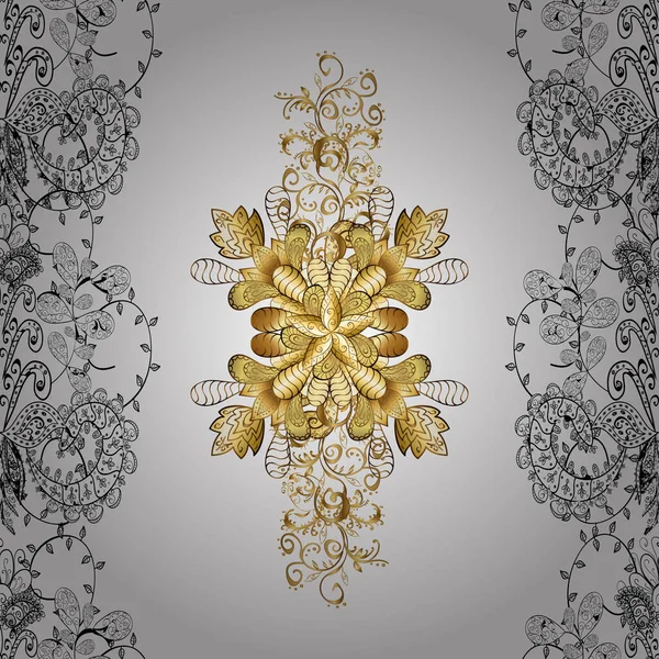Decoración Vectorial Adornada Patrón Floral Barroco Vintage Oro Sobre Blanco — Archivo Imágenes Vectoriales