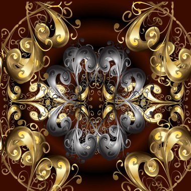 Tasarım şablonu için çizgi çizgisi sınırı. Altın desenli çiçek dekoru. Davetiyeler için resim, kartlar, web sayfası. Doğu tarzı element. Bej, kahverengi ve gri renklerde altın element.