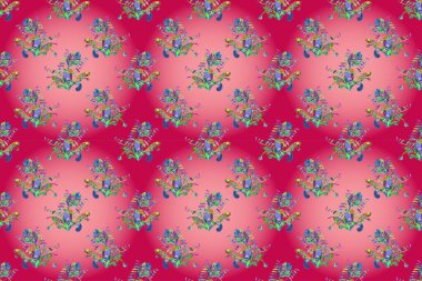 Mor, pembe ve kırmızı renkte. Çiçekli güzel suluboya desen.