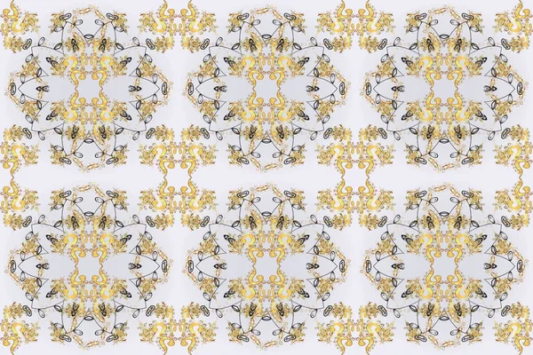 Seamless Pattern Neutral Gray Brown Colors Golden Elements Classic Raster — Stock Photo, Image