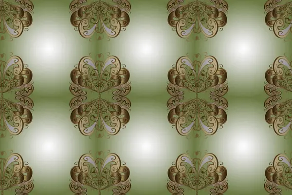Raster Orientalischer Ornamente Nahtloses Goldenes Muster Nahtloses Muster Auf Braunen — Stockfoto