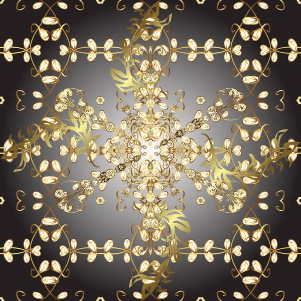 Zlatá Tapeta Pozadí Textury Zlatá Květinová Ozdoba Barokním Stylu Damask — Stockový vektor
