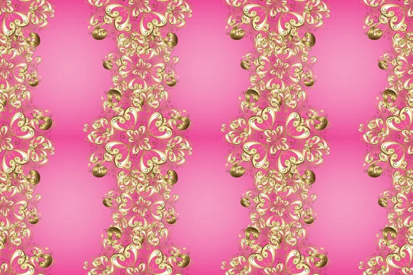 Паттерны Коричневого Розового Бежевого Цветов Золотыми Элементами Резьба Дереву Резьба — стоковое фото