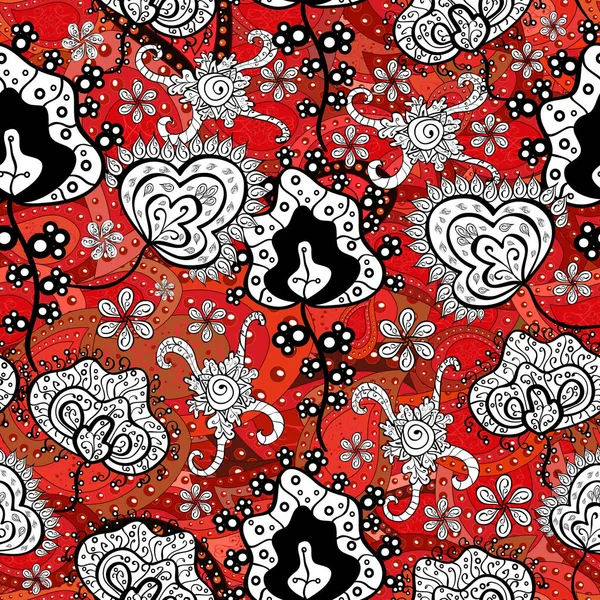 Blumen Roten Schwarzen Und Weißen Farben Blumenmalerei Für Den Shirt — Stockfoto
