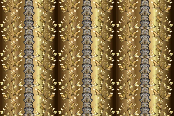 Gouden Naadloos Patroon Bruine Beige Grijze Kleuren Met Gouden Elementen — Stockfoto
