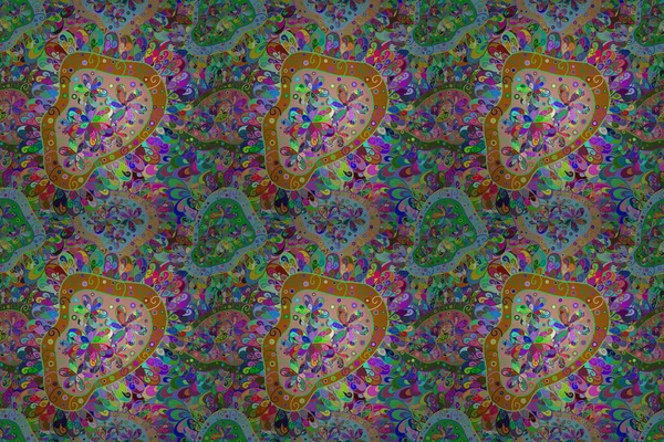 Niedliches Stoffmuster Zentangle Abstrakte Blumen Farbe Frühling Theme Nahtlose Muster — Stockfoto