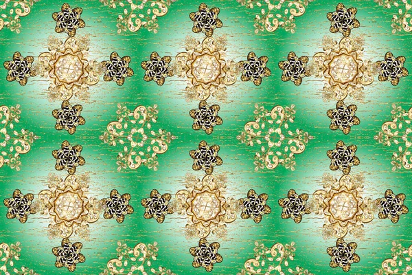 Klasický Rastrový Zlatý Bezešvý Vzor Květinový Ornament Brokátový Textilní Vzor — Stock fotografie