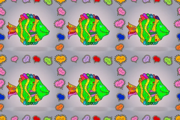 Морская Жизнь Бесплодный Узор Разноцветными Акварельными Рыбами Океанская Рыба Цветном — стоковое фото
