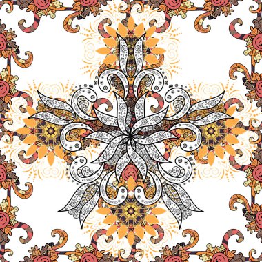 Düz Çiçek Elementleri Tasarımı. Siyah, beyaz ve bej renkli çiçekler. Çiçeksiz desenli arka plan, yaz çiçekleri. Renkli Bahar Teması Kusursuz Arkaplan.