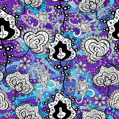 Renkli Yaz Temalı Kusursuz Arkaplan. Sevimli çiçek deseni. Modaya uygun kumaş deseni. Düz Çiçek Elementleri Tasarımı.