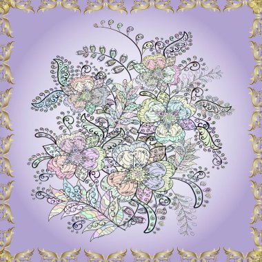 Küçük çiçekteki sevimli çiçek deseni. Soyut çiçek desensiz arkaplan. Şablon. Tarafsız, bej ve gri renklerde.