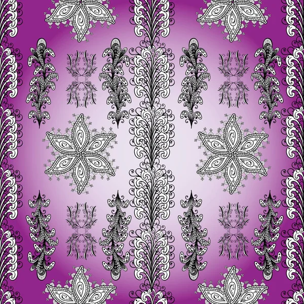 Cores Violeta Neutra Branca Elementos Extravagantes Abstratos Desenhados Mão Flores — Vetor de Stock