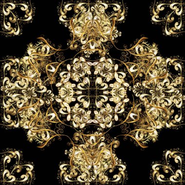 Rococo tarzında zarif, zarif bir süs. Siyah, kahverengi ve bej renkli desenler. Tekstil ve hatıra defteri için güzel bir desen. Barok tarzında kusursuz. Vektör çizimi. Klasik biçim.