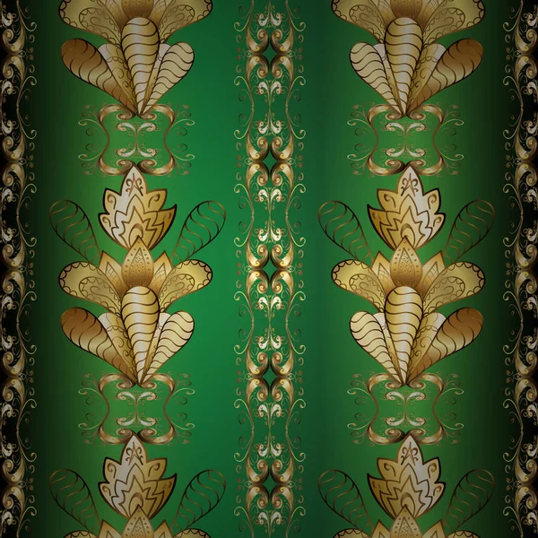 かわいい背景だ 1920年から1930年代のモチーフ ベクトルラインの設計 高級ヴィンテージイラスト 幾何学的装飾用デジタルペーパー ベージュ グリーン ブラウンのアール デコのパターン 扇面装飾品 — ストックベクタ