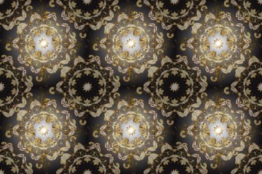 Beyaz, kahverengi ve gri renkler üzerine bir resim. Ev dekoru. Paisley el çizimi elementler. Fantezi çiçekli kusursuz desen, doğal duvar kağıdı, çiçek desenli kıvrım çizimi. Raster..