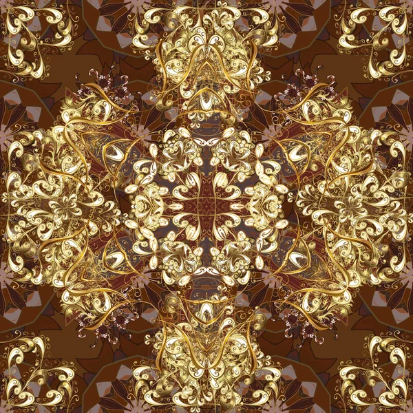 Διάνυσμα Μοτίβο Floral Στολίδι Χρυσή Περίτεχνη Απεικόνιση Για Ταπετσαρία Διακοσμητικά — Διανυσματικό Αρχείο