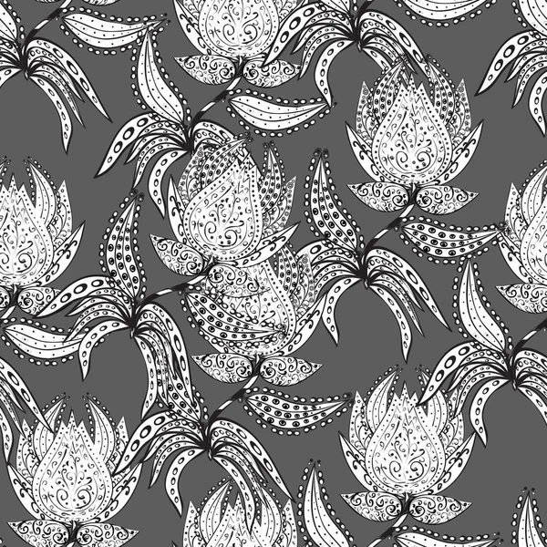 Flower painting for t shirt printing. Flowers on gray, white and black colors. Floral seamless pattern background.